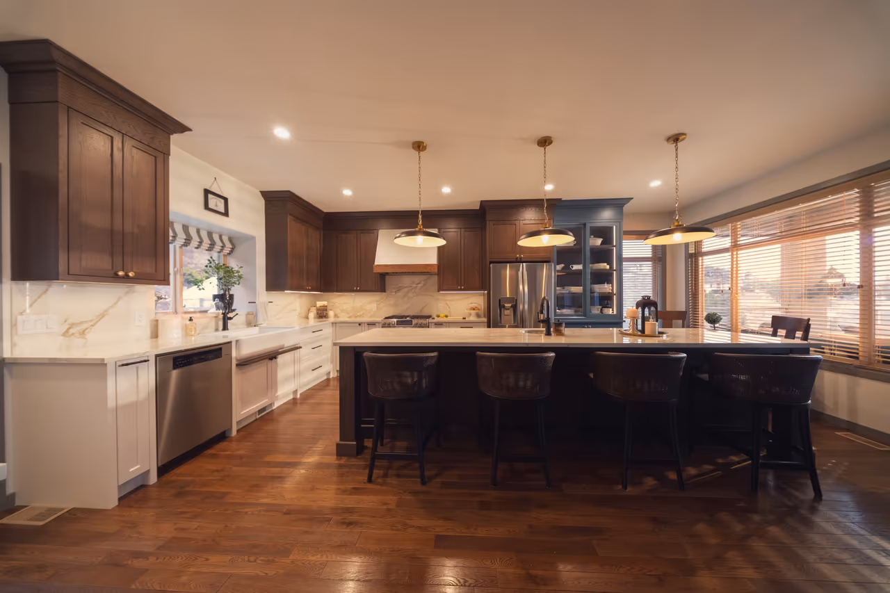 Warm custom kitchen renovation in Kelowna by Nailed It Developments